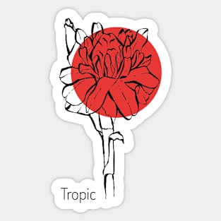 Tropical flower on red circle Sticker